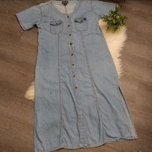 90's Chambray short sleeve maxi dress size XL